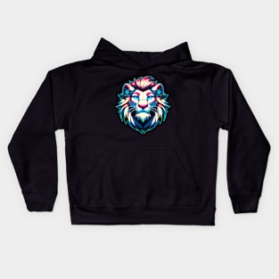 Cyberpunk Neon Furry Anthro Lion V2 Kids Hoodie